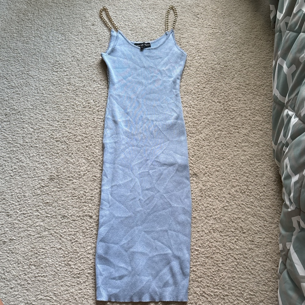 Elegant Blue Dress with Chain Straps